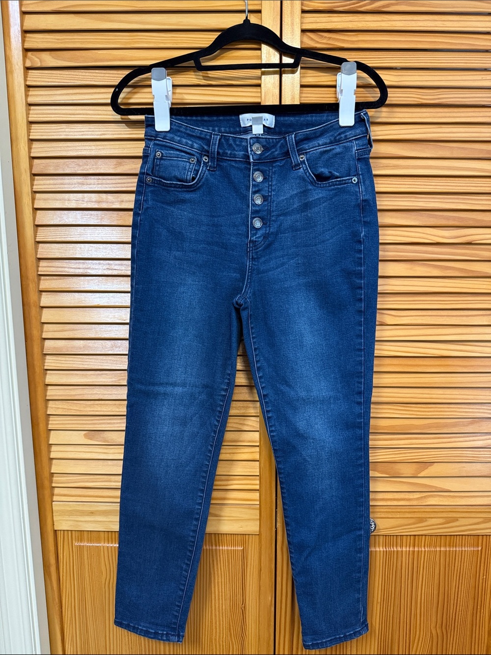 POPSUGAR High-Rise Dark Blue Button-Fly Slim Jeans